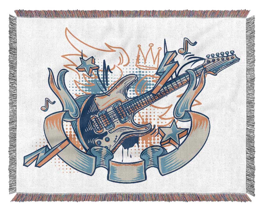 Shredding Guitar Zeros And Ones Woven Blanket