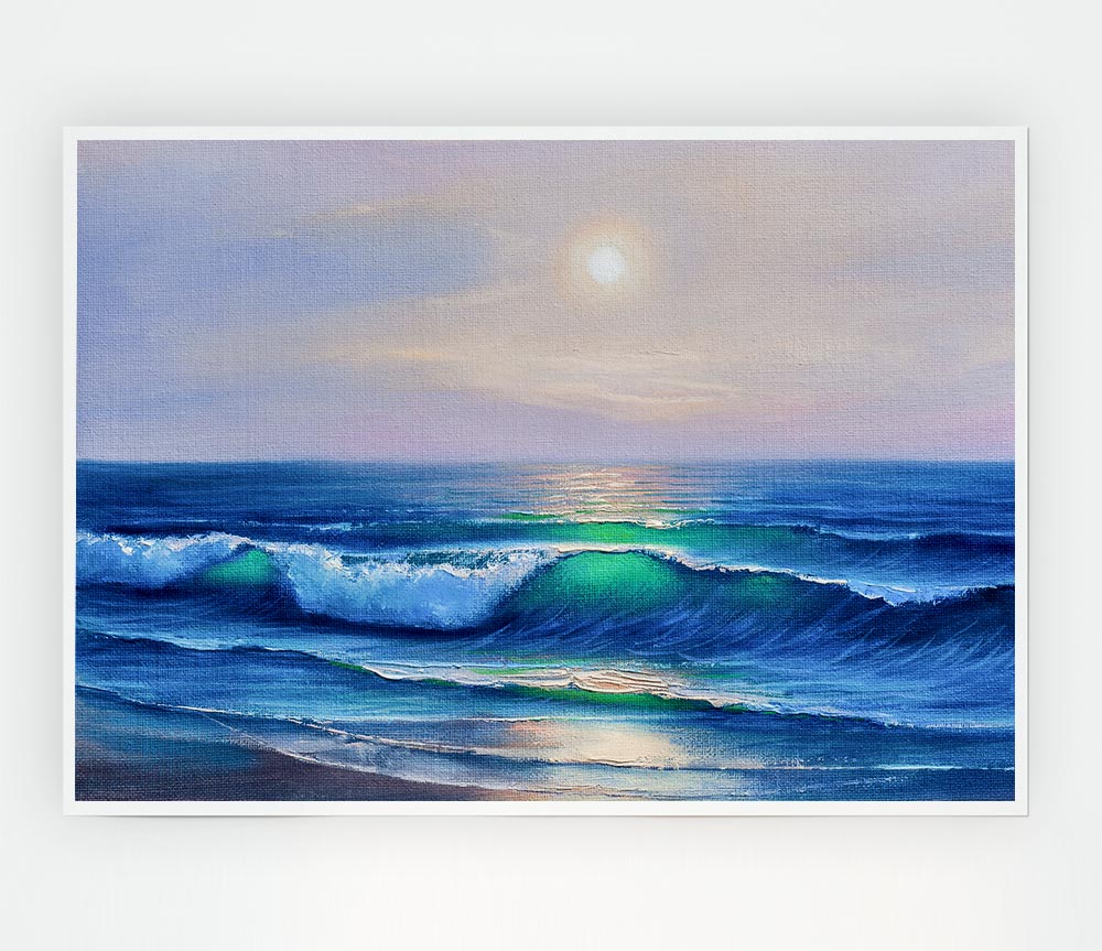 The Waves At Dusk Print Poster Wall Art