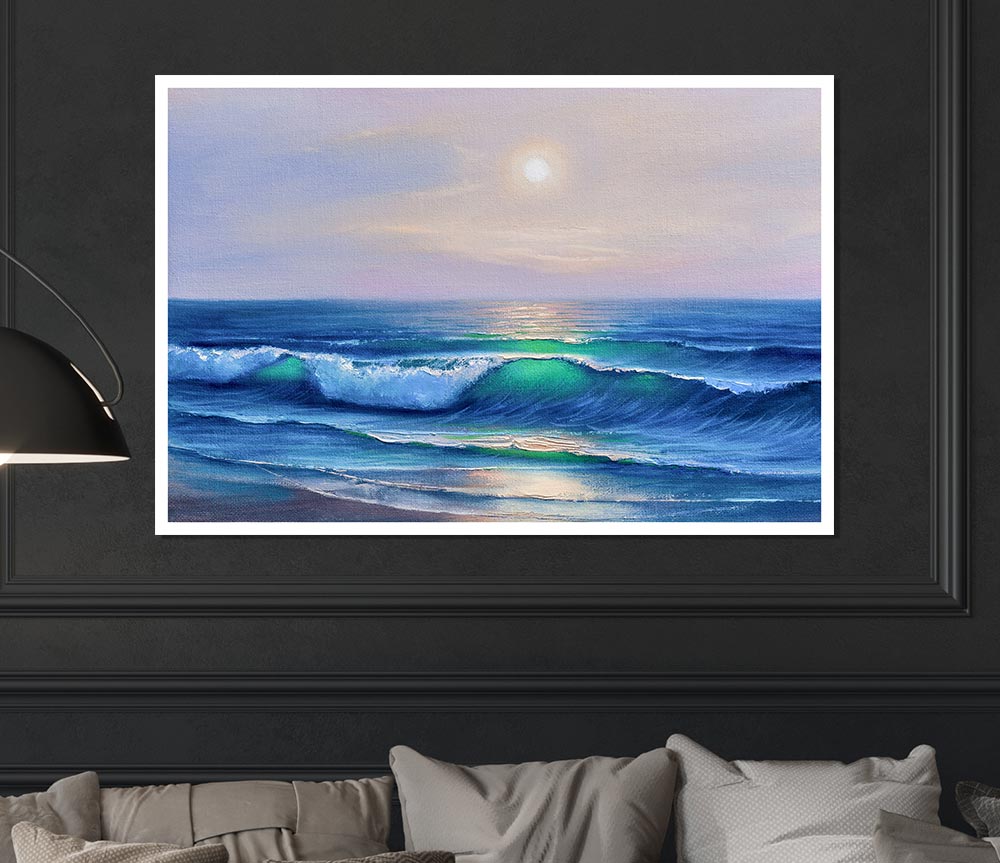 The Waves At Dusk Print Poster Wall Art