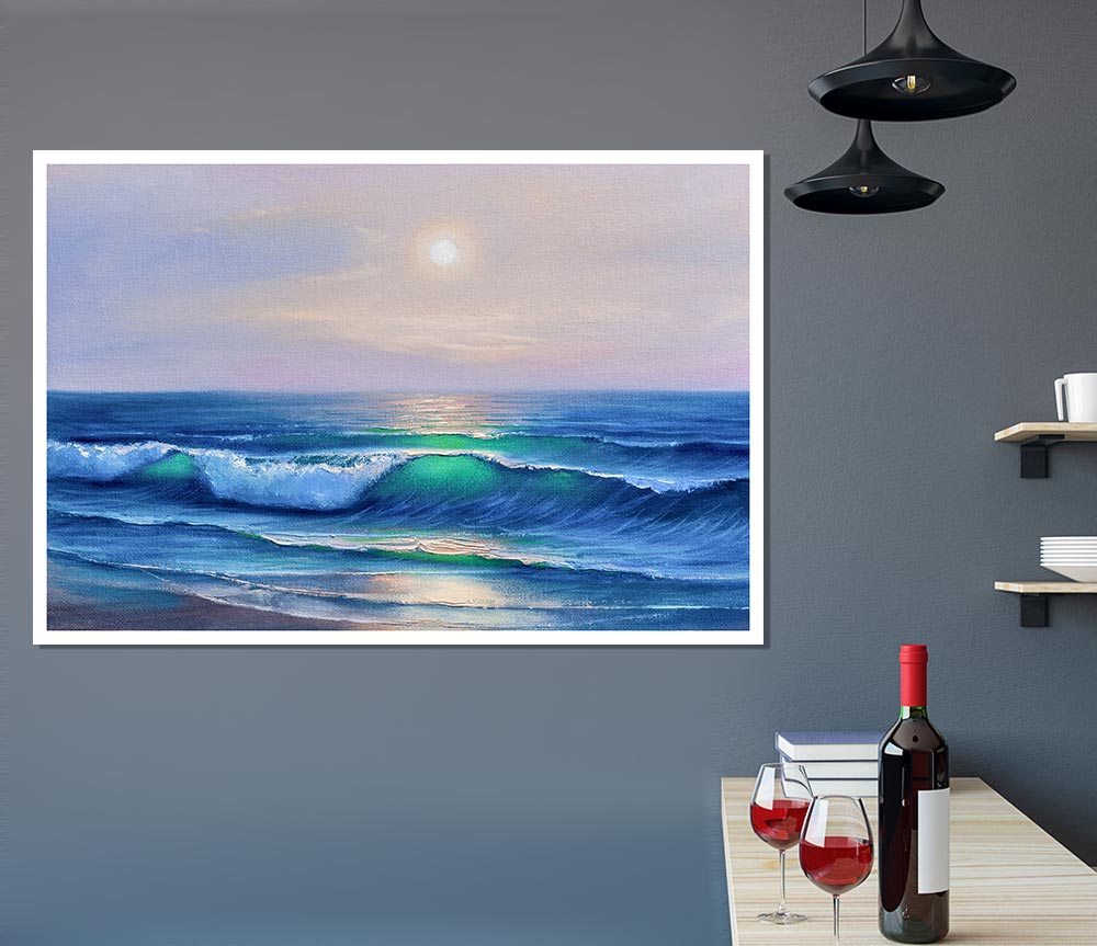 The Waves At Dusk Print Poster Wall Art