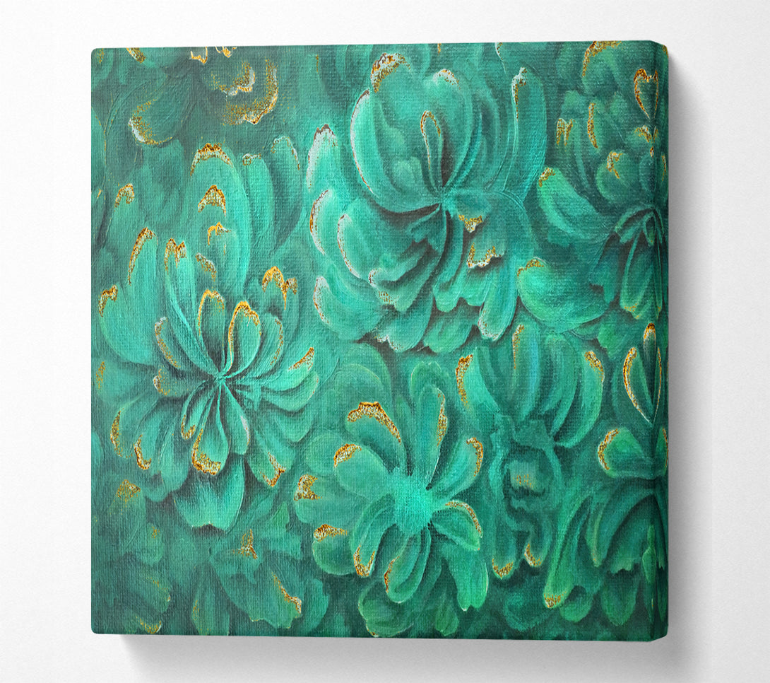 A Square Canvas Print Showing Green Leaves Above Square Wall Art