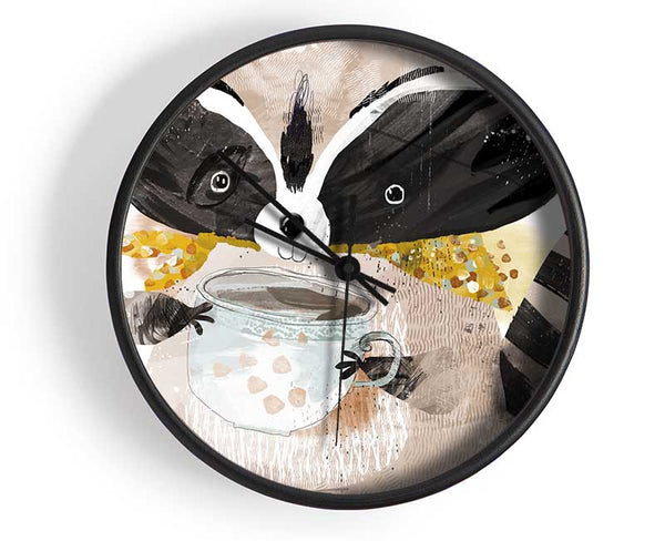 Racoon Cup Of Tea Clock - Wallart-Direct UK