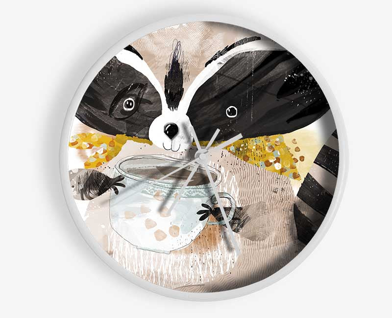 Racoon Cup Of Tea Clock - Wallart-Direct UK