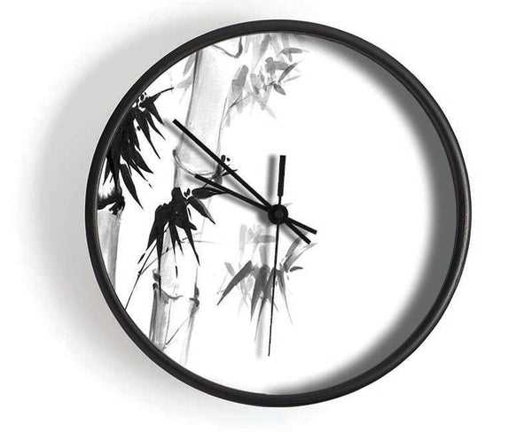 The Bamboo Branch Grey Clock - Wallart-Direct UK