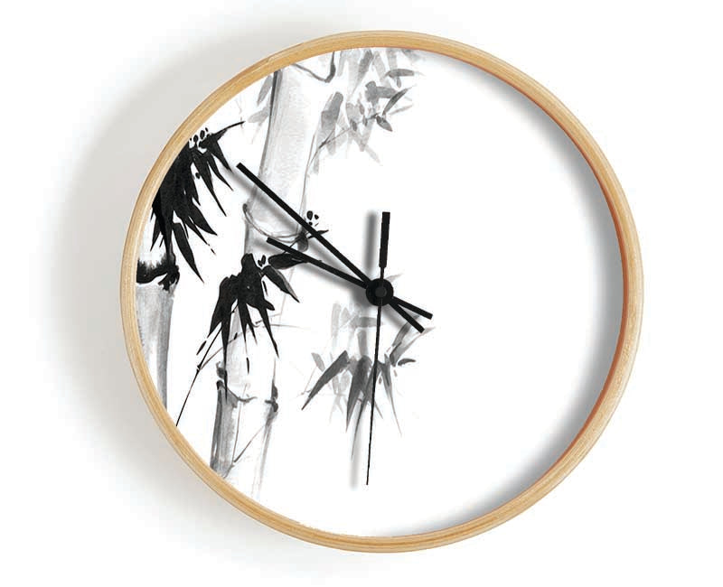 The Bamboo Branch Grey Clock - Wallart-Direct UK