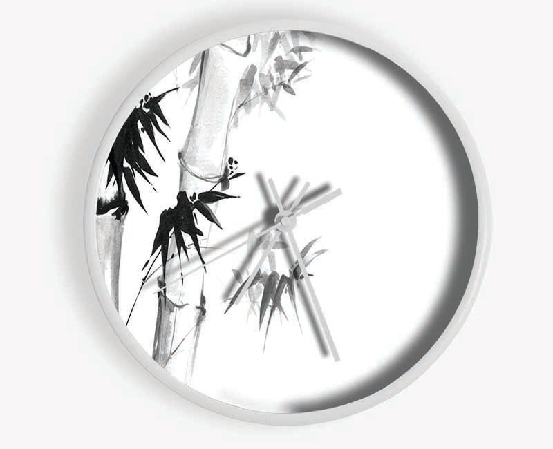 The Bamboo Branch Grey Clock - Wallart-Direct UK