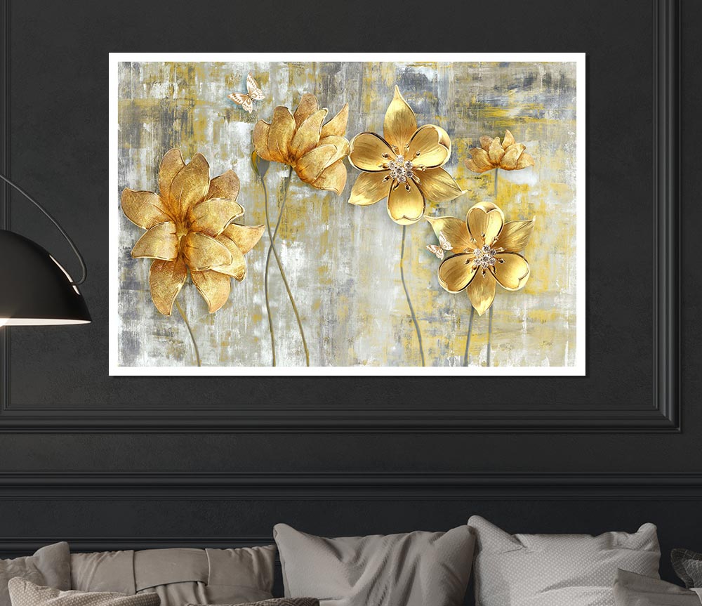 Yellow Flowers Beauty Print Poster Wall Art