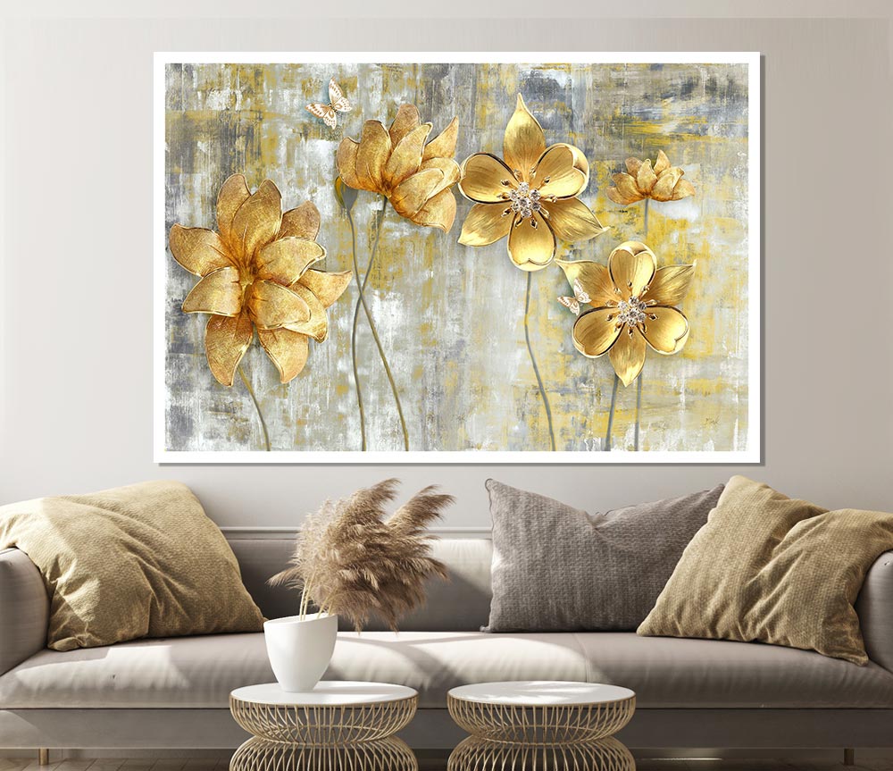 Yellow Flowers Beauty Print Poster Wall Art