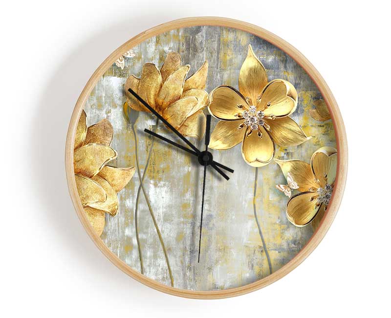 Yellow Flowers Beauty Clock - Wallart-Direct UK