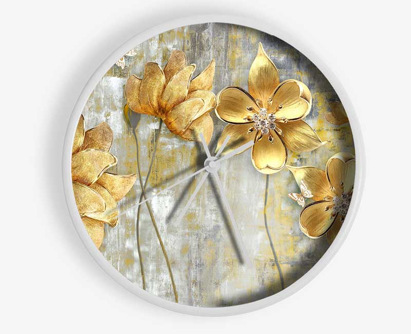 Yellow Flowers Beauty Clock - Wallart-Direct UK