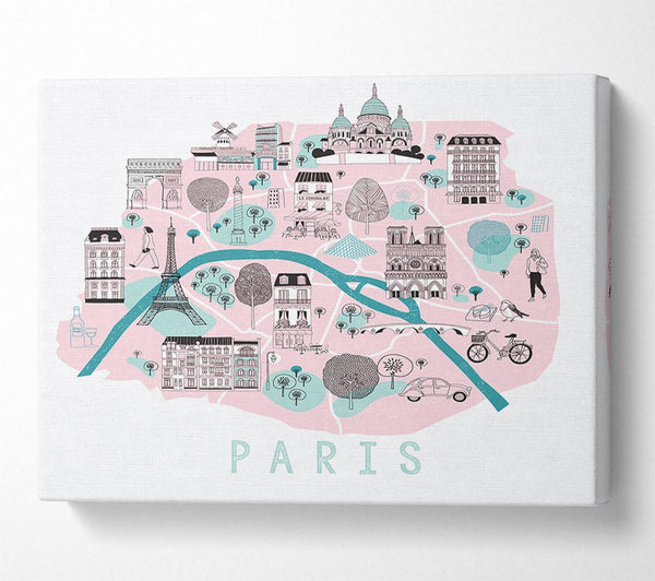 Picture of Little Map Of Paris Canvas Print Wall Art