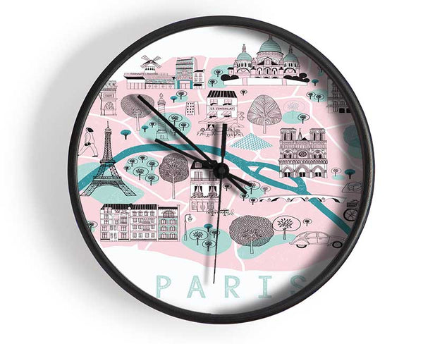 Little Map Of Paris Clock - Wallart-Direct UK