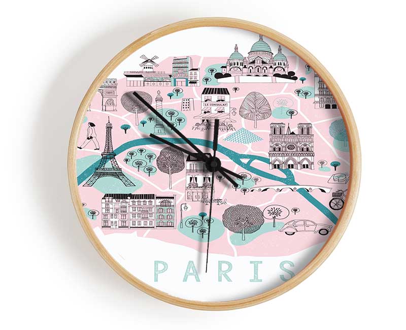 Little Map Of Paris Clock - Wallart-Direct UK