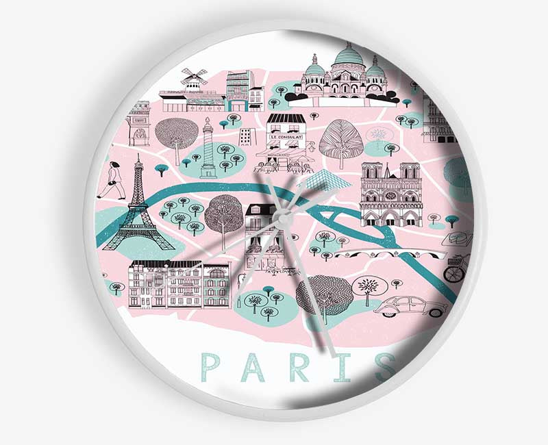 Little Map Of Paris Clock - Wallart-Direct UK