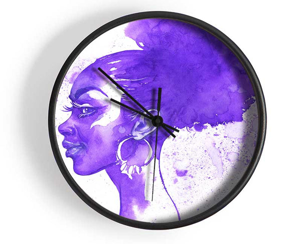 Purple Ink Drawing Face Clock - Wallart-Direct UK