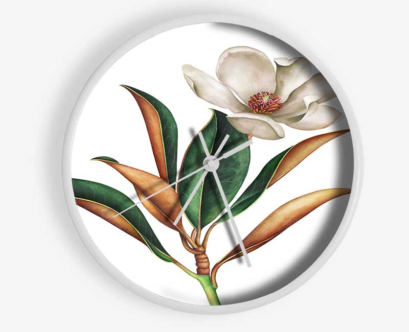 British Flower Illustration Clock - Wallart-Direct UK