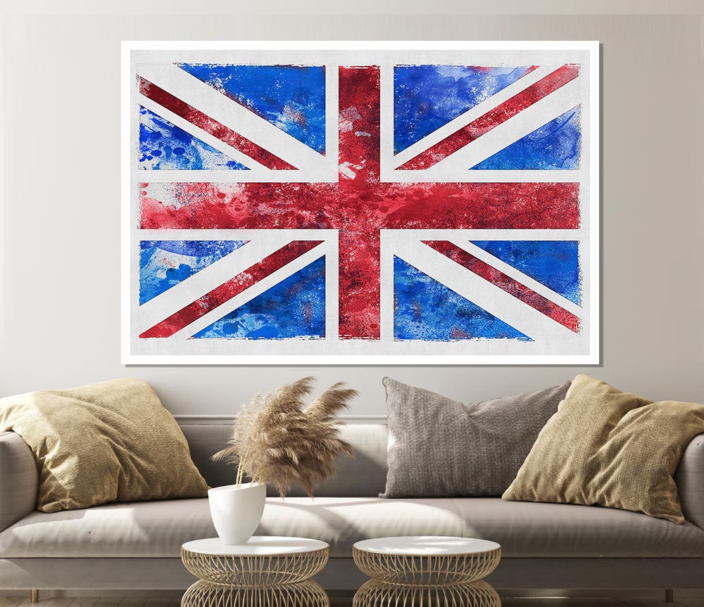 Union Jack Washed Out Print Poster Wall Art