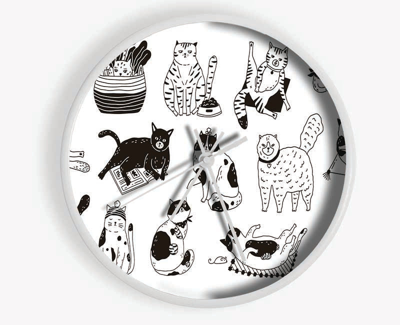 Collection Of Funny Cats Clock - Wallart-Direct UK