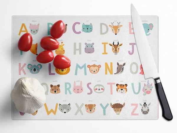 The Animal Alphabet Glass Chopping Board