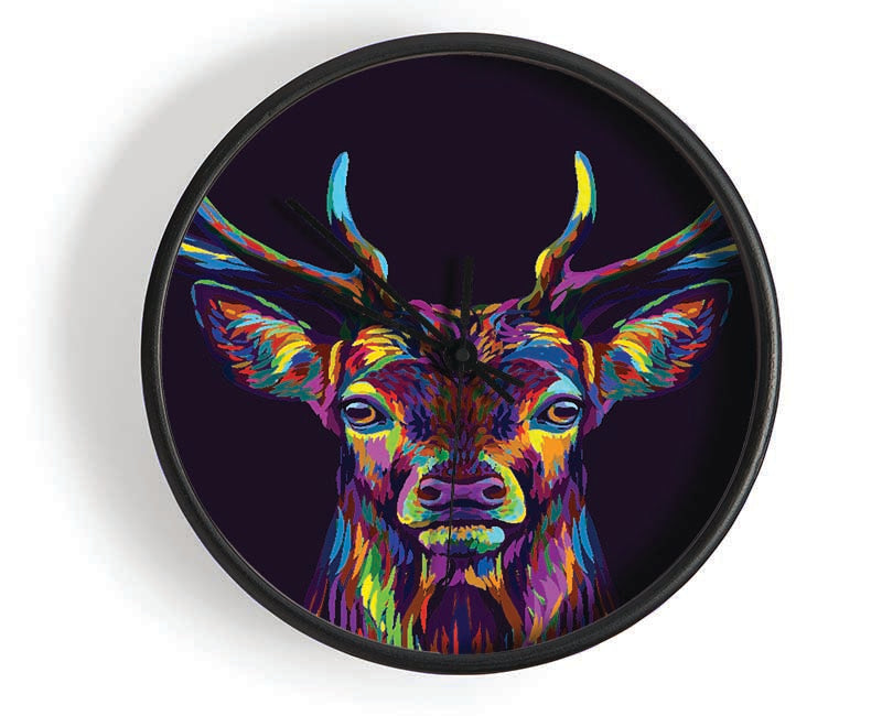 The Colourful Stag Clock - Wallart-Direct UK