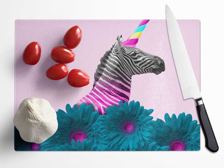 The Horned Zebra Glass Chopping Board