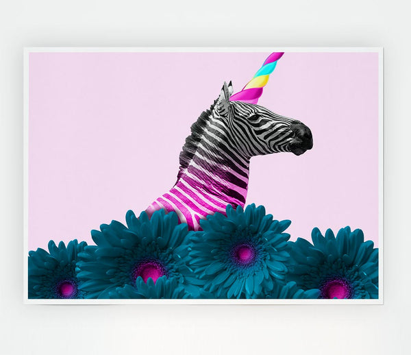 The Horned Zebra Print Poster Wall Art