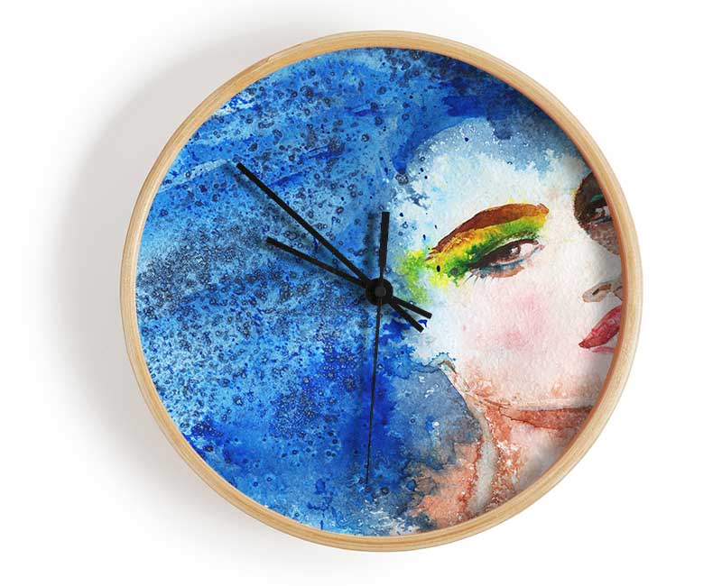 Blue Haired Woman Clock - Wallart-Direct UK