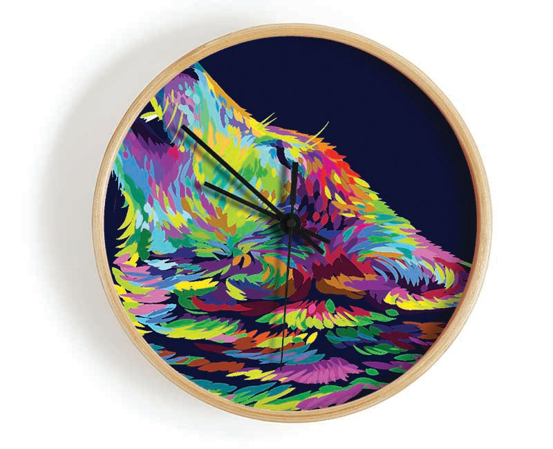 Howling Wolf In Colour Clock - Wallart-Direct UK