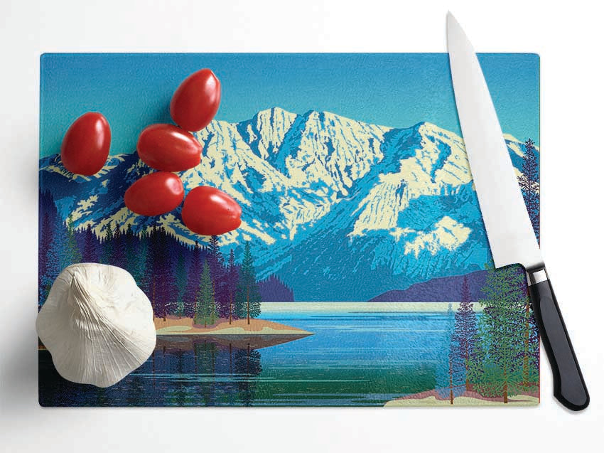 The Snow Lake Mountain Glass Chopping Board