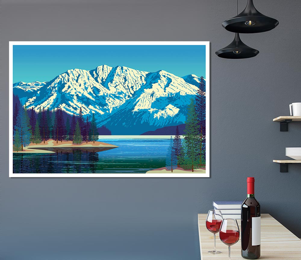 The Snow Lake Mountain Print Poster Wall Art