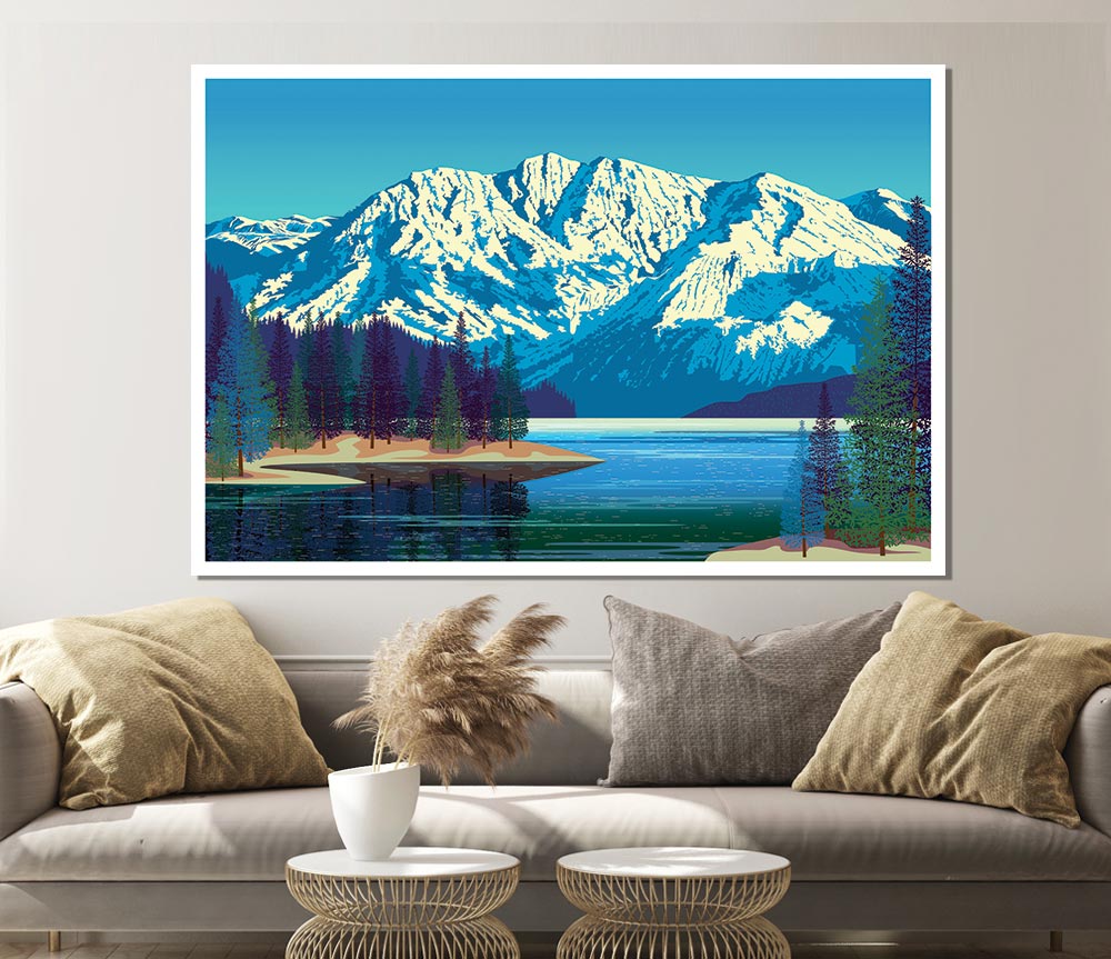 The Snow Lake Mountain Print Poster Wall Art