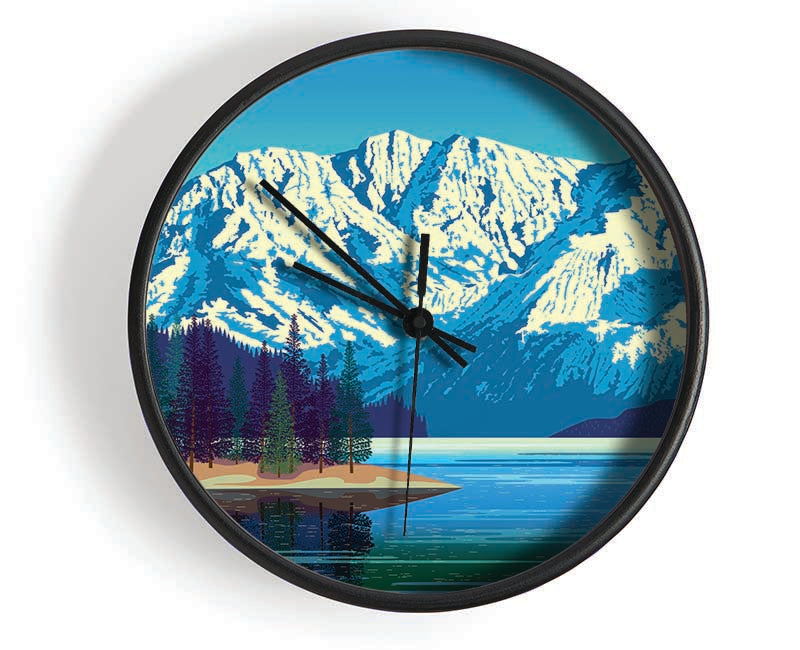 The Snow Lake Mountain Clock - Wallart-Direct UK