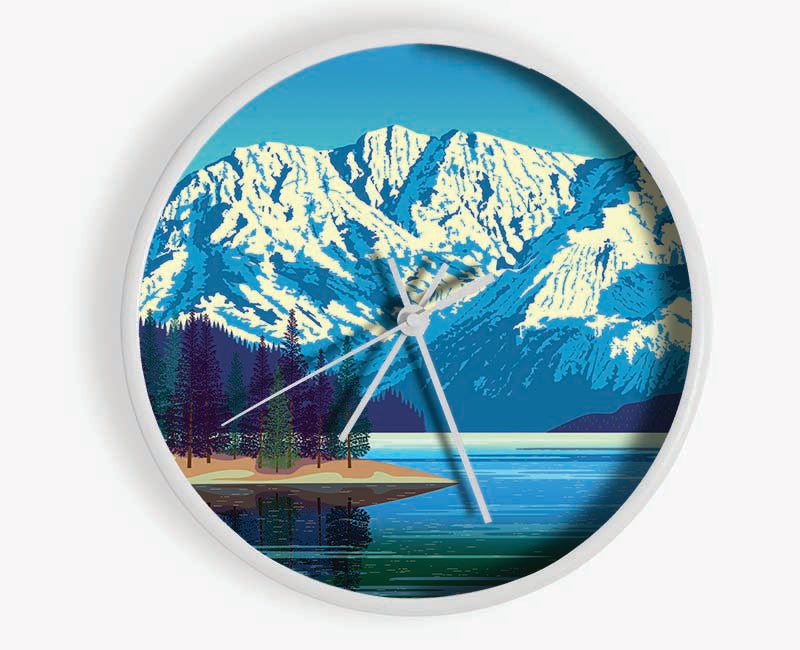 The Snow Lake Mountain Clock - Wallart-Direct UK