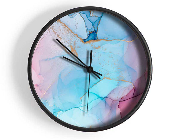 Pink And Blue Fusion Glitter Clock - Wallart-Direct UK