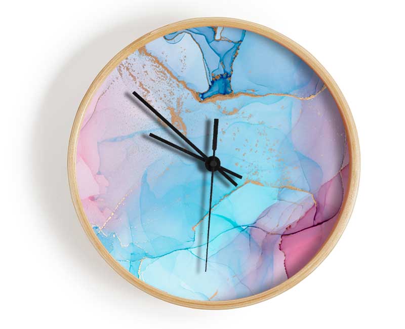 Pink And Blue Fusion Glitter Clock - Wallart-Direct UK