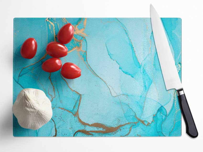 Aqua Fusion Glitter Glass Chopping Board