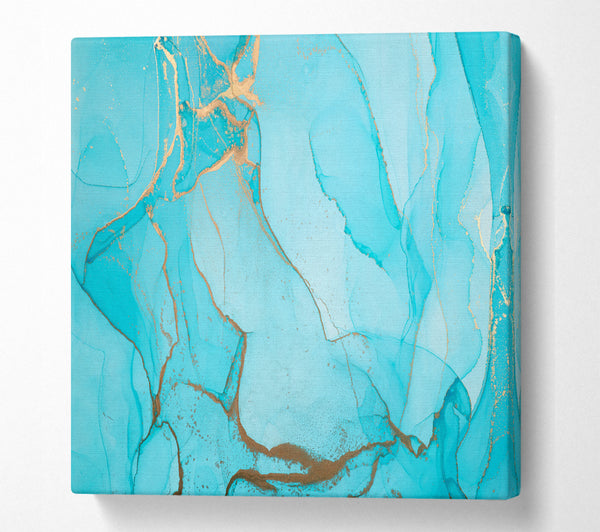 A Square Canvas Print Showing Aqua Fusion Glitter Square Wall Art