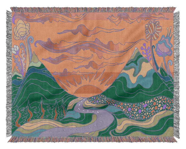 Psychedelic Landscape Woven Blanket