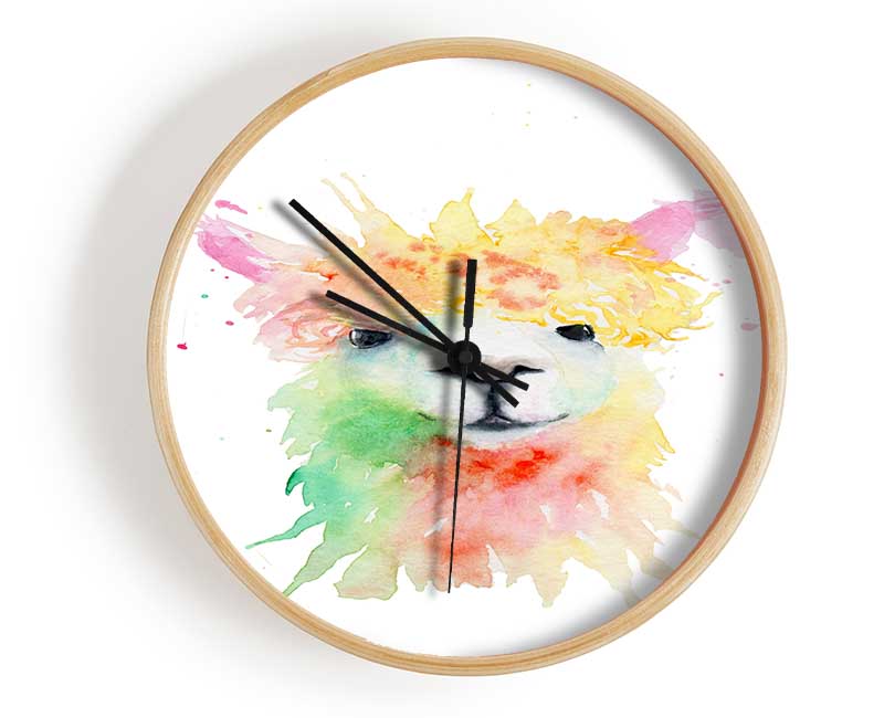 Splatter Colour Alpaca Clock - Wallart-Direct UK