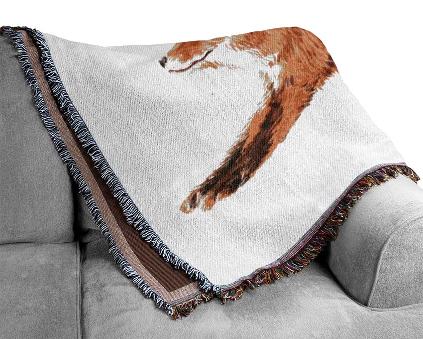 The Fox Crouching Woven Blanket