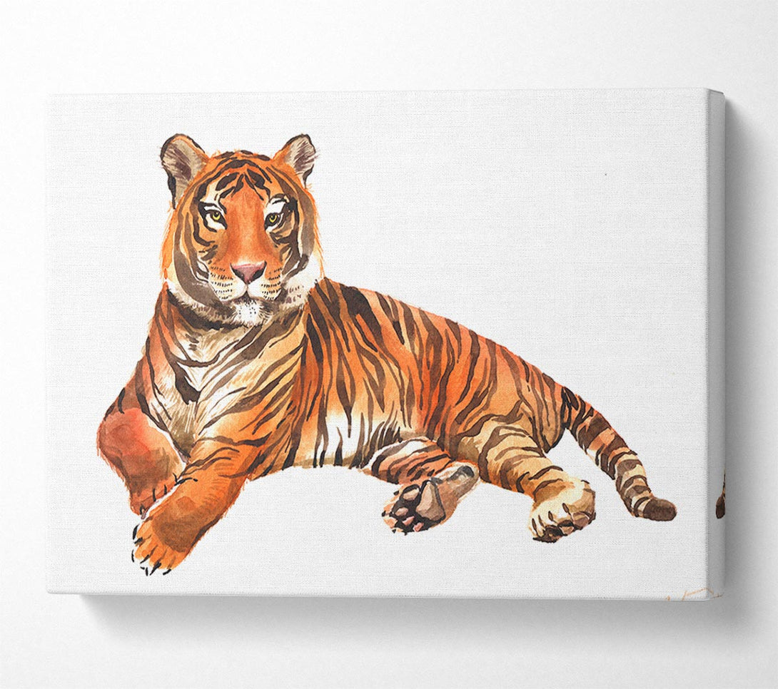 Picture of Tiger Laying Down Canvas Print Wall Art