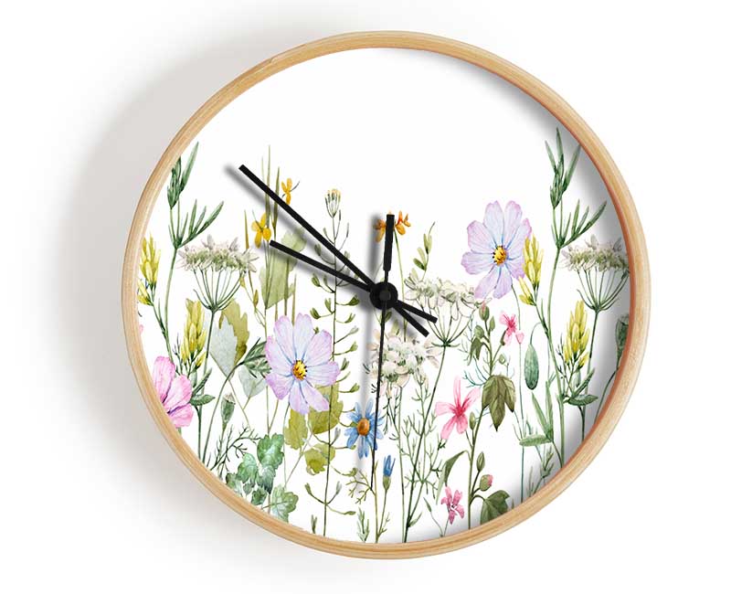 Summer Time Flowers 2 Clock - Wallart-Direct UK