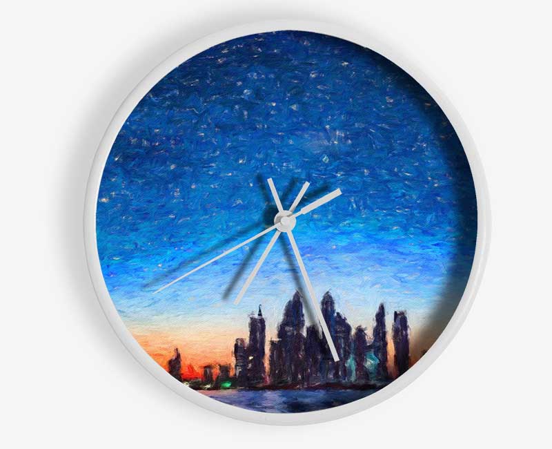 The City Skyline At Dawn Clock - Wallart-Direct UK