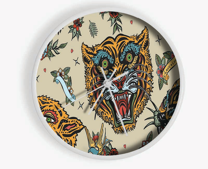 Tattoo Tiger Art Clock - Wallart-Direct UK