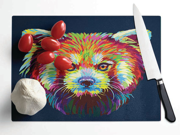 Red Panda Stare Glass Chopping Board