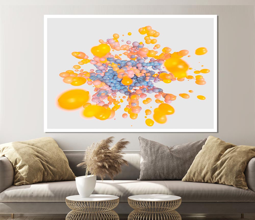 Yellow Bulbs Of Liquid Print Poster Wall Art