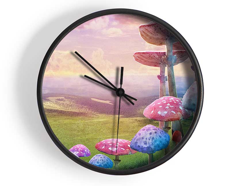 Tall Mushrooms In The Valley Clock - Wallart-Direct UK