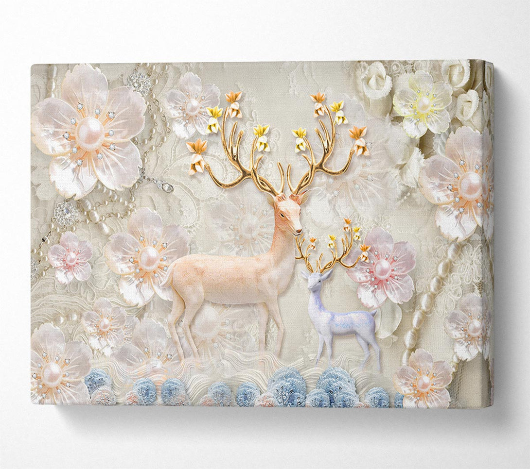 Picture of The Majestic Deer And Doe Canvas Print Wall Art