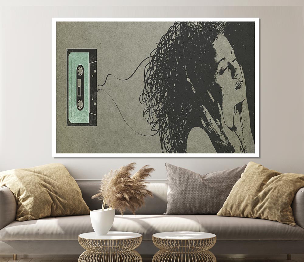 Cassette Tape Woman Print Poster Wall Art