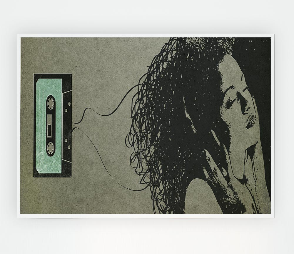 Cassette Tape Woman Print Poster Wall Art